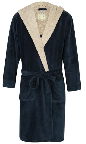Robe de chambre homme en polaire bleu clair, avec capuche, ceinture assortie et deux poches